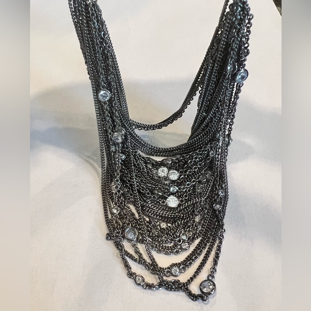 NWT Rare & Retired Kendra Scott Anastasia Bib Statement Necklace Hematite & CZ’s - Picture 16 of 17